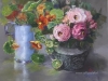 Pastel-O.I.Kers-en-rozen-stilleven in Pastel te koop