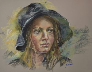 Pastel studie "Vrouw met regenhoed", maat 30x40 cm.
Email mij vrijblijvend bij interesse.
