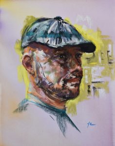 Pastel en aquarel portret Andy, maat 40x30 cm op Pastelmat. - Jokeklootwijk - Middelburg